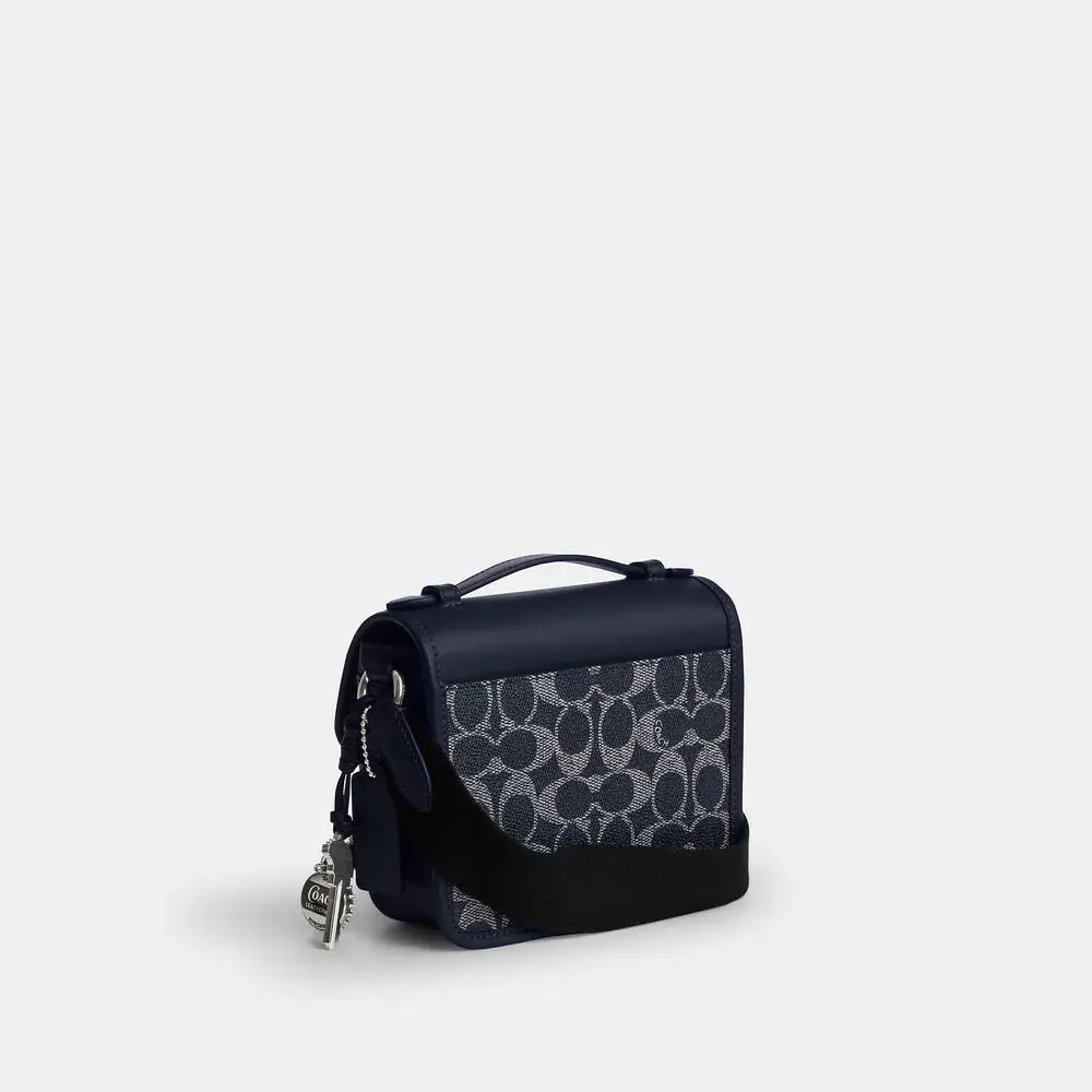 💙Coach NWT Blue Racer Crossbody Bag In Signature Canvas With Crossbody & Charms
